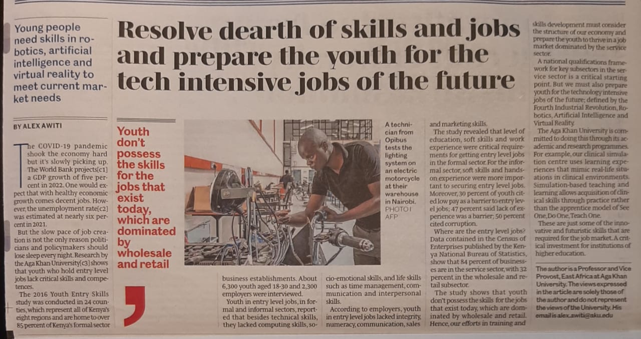 Resolve dearth of skills and jobs and prepare youth for tech intensive jobs